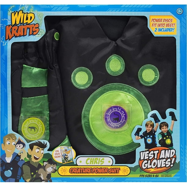 Wild Kratts Creature Power Suit - Chris - Size 4-6X - Includes Vest, Gloves and 2 Power Discs - for Dress Up, Pretend Play - Ages 3+