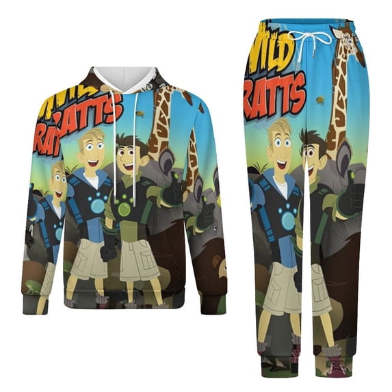Wild Kratts Sweatshirt & Sweatpants Tracksuit Sets Printed Casual Pullover Hoodie & Pants Set L
