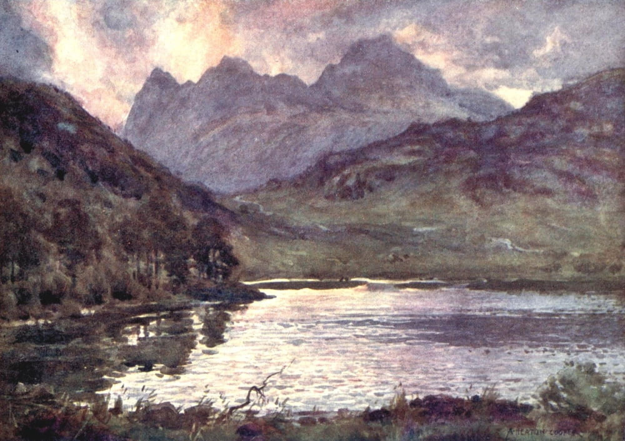 Wild Lakeland 1922 Blea Tarn & Langdale Pikes Canvas Art - A Cooper (18 x 24)