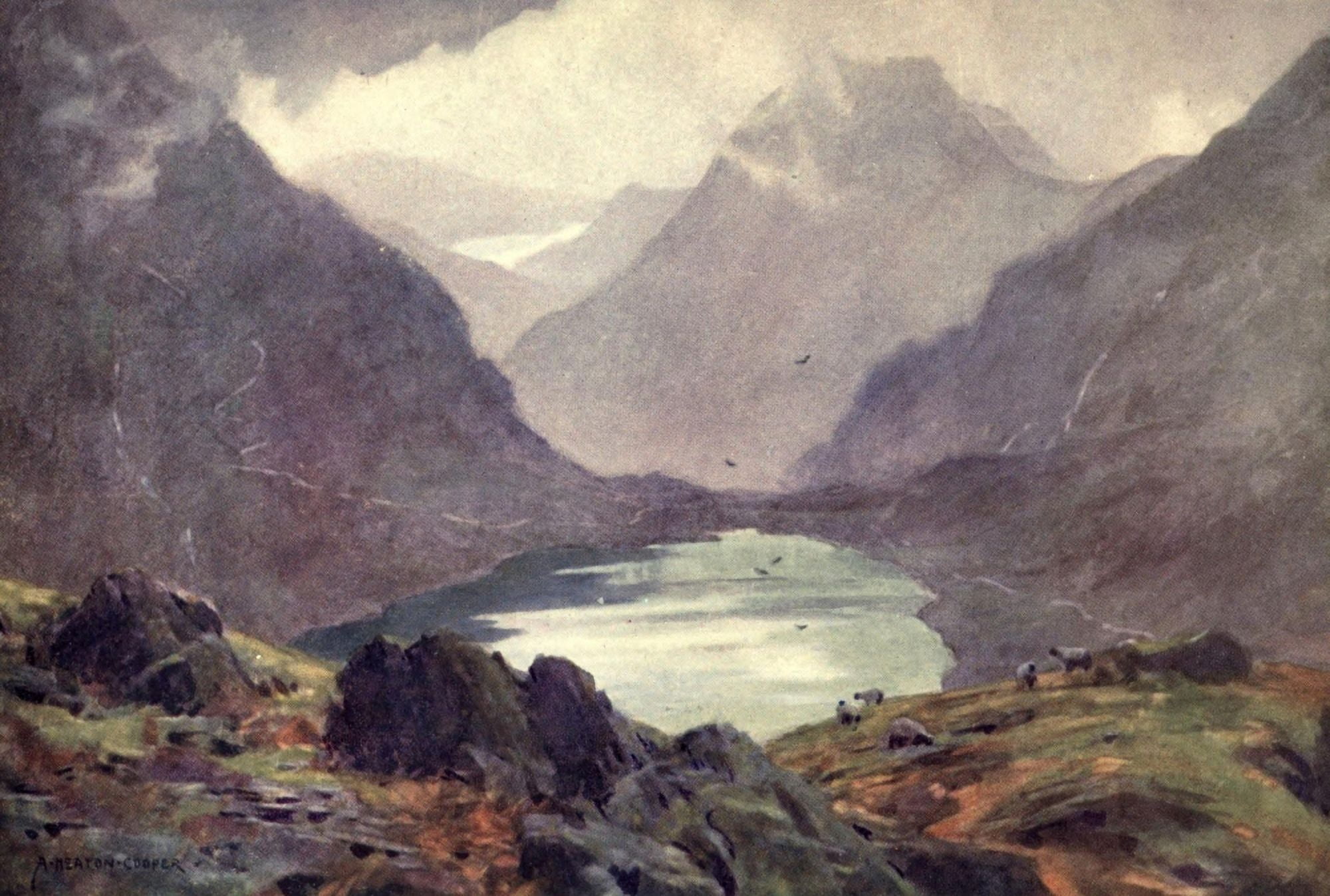 Wild Lakeland 1922 Grisedale Tarn (Ullswater in distance) Canvas Art - A Cooper (18 x 24)
