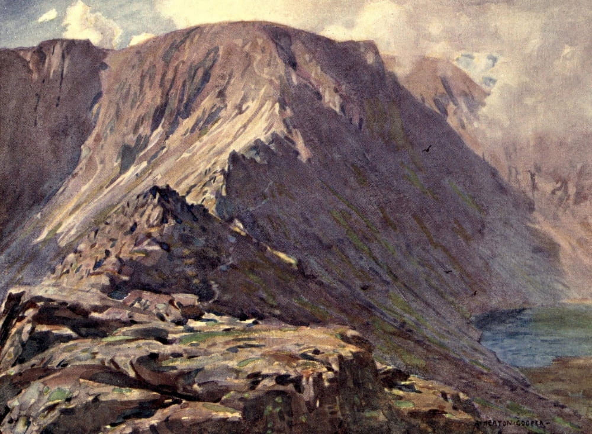 Wild Lakeland 1922 Striding Edge Helvellyn Canvas Art - A Cooper (18 x 24)