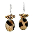 thumbnail image 1 of Wild Leopard Animal Print Pearl Cluster Sterling Silver Dangle Earrings, 1 of 4