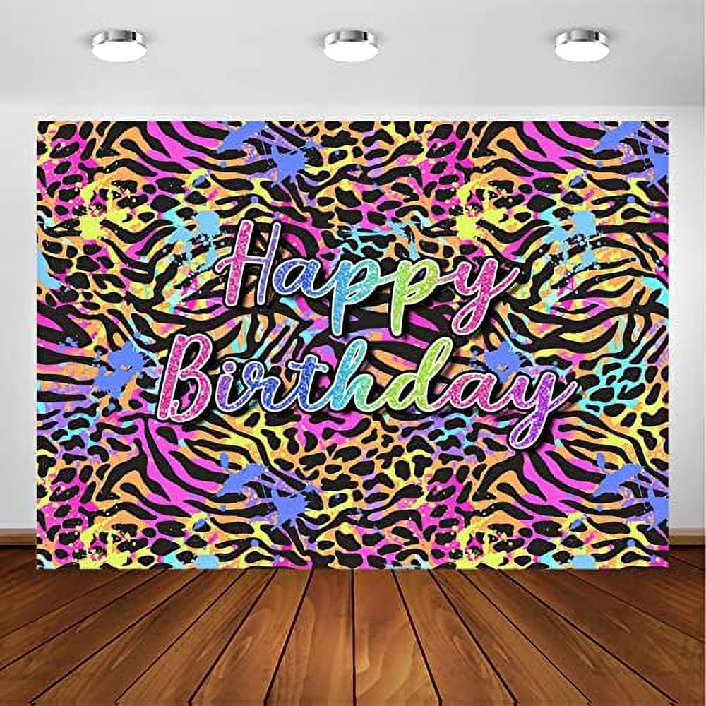 Aperturee Two Wild Leopard Grain Fabric Backdrop Cover for Birthday