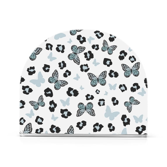Wild Leopard Blue Butterfly Acrylic Napkin Holder Clear Paper Tissue Dispenser Kitchen Dining Room Bathroom Party Hotel
