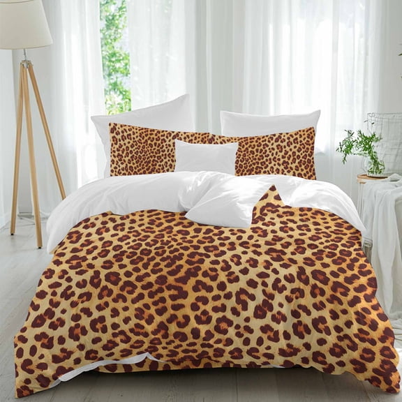Wild Leopard Queen Size 4 piece Duvet Cover Set,desc|小组描述2desc|小组描述3Comfort Bedding Set, Include a Duvet Cover,a Bed Sheet, 2 Pillowcase with Zipper for All Season