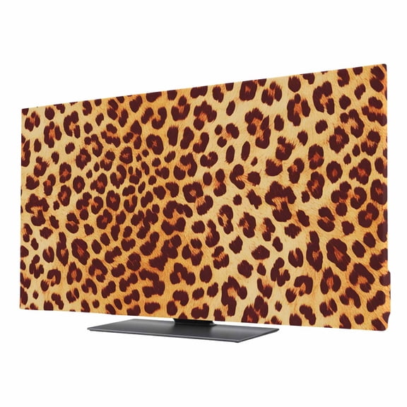 Wild Leopard TV Dust Cover 24 Inch, Animal Skin Pattern Vintage Leopard Computer Monitor Cover Dustproof Stretchable Indoor TV Screen Protector for LED LCD Universal Monitors