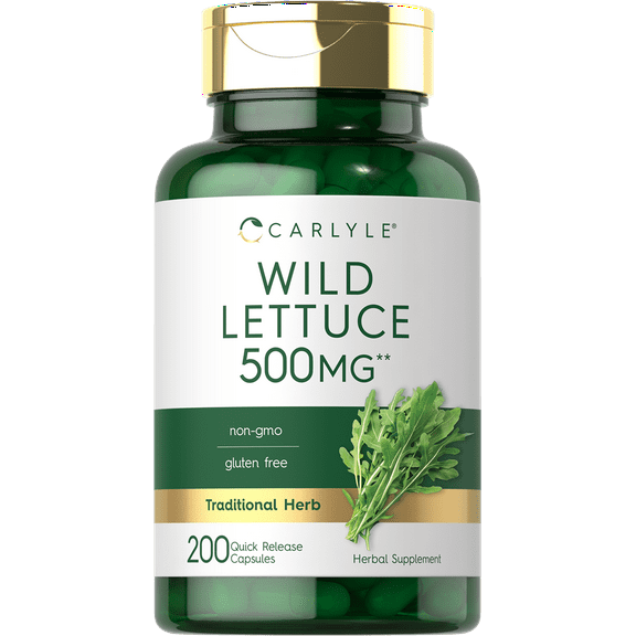 Wild Lettuce Extract 500mg | 200 Capsules for Men and Women | by Carlyle