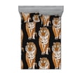 thumbnail image 1 of Wild Life Fitted Sheet & Pillow Sham Set, Exotic Jungle Themed Tiger Pattern With Modern Neutral Colors Boho Print, Decorative Printed 3 Piece Bedding Decor, Queen, Charcoal Grey Amber, by Ambesonne, 1 of 2
