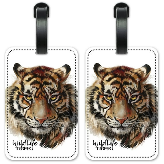 Wild Life Tiger - Luggage ID Tags / Suitcase Identification Cards - Set of 2