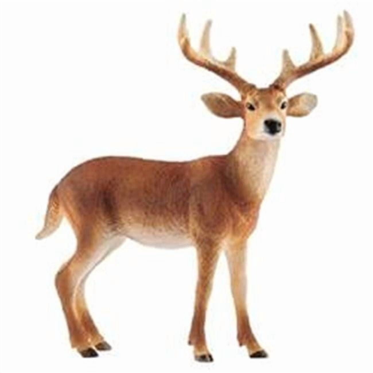Wild Life White Tailed Buck Deer Toy Plastic, Brown - Pack of 5