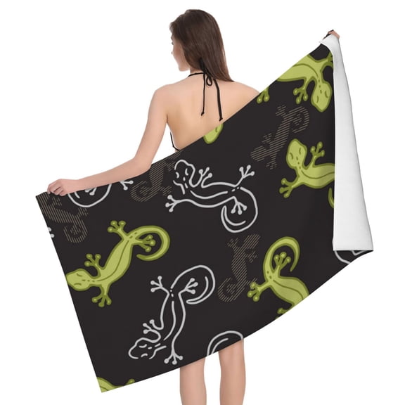 Wild Lizard Gecko Silhouette Art Beach Bath Towel Gym Spa Shower Towels Pool Soft 32" X 52" for Men Women