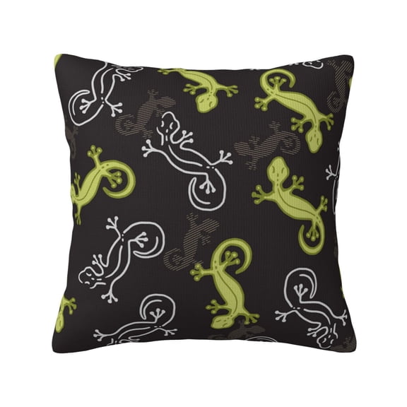 Wild Lizard Gecko Silhouette Art Decorative Throw Pillow Case Square Pillowcase Cushion Covers Sofa Couch Car Bedroom 18x18 Inch
