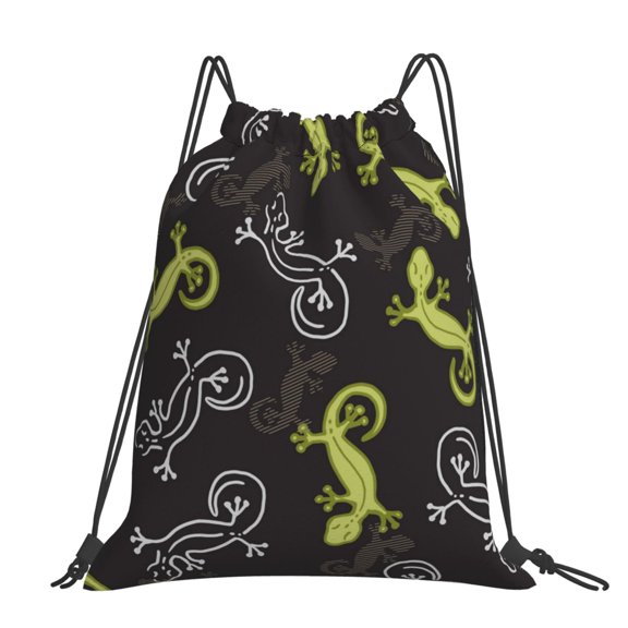 Wild Lizard Gecko Silhouette Art Large Drawstring Backpack Casual Cinch Sack Bag Backpack for Sports Hiking Travel Gym