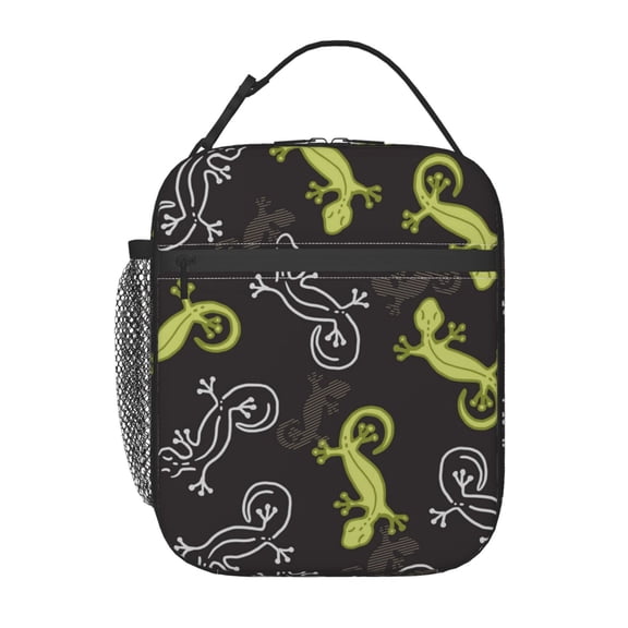 Wild Lizard Gecko Silhouette Art Lunch Box Bag Insulated Lunchbox Reusable Tote Thermal Cooler Portable for Women Men