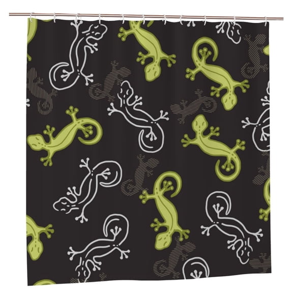 Wild Lizard Gecko Silhouette Art Shower Curtain with 12 Plastic Hooks Washable Polyester Fabric Bathroom 72x72 Inch