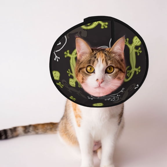 Wild Lizard Gecko Silhouette Art Soft Pet Recovery Collar for Cats Small Dogs, Protective Elizabeth Collar for Post-Surgery, Anti-Lick & Anti-Scratch