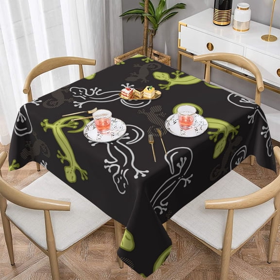 Wild Lizard Gecko Silhouette Art Square Tablecloth 54x54 Waterproof Table Cover for Dining Table, Parties, Weddings, Picnics, Cafes
