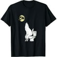 thumbnail image 1 of Wild Lone Wolves Moon Wolf on the toilet gift T-Shirt, 1 of 7