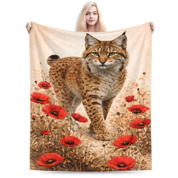 Wild Lynx Floral Blanket Soft Cozy Home Decor for Couch Bed Thanksgiving Gift 50x40