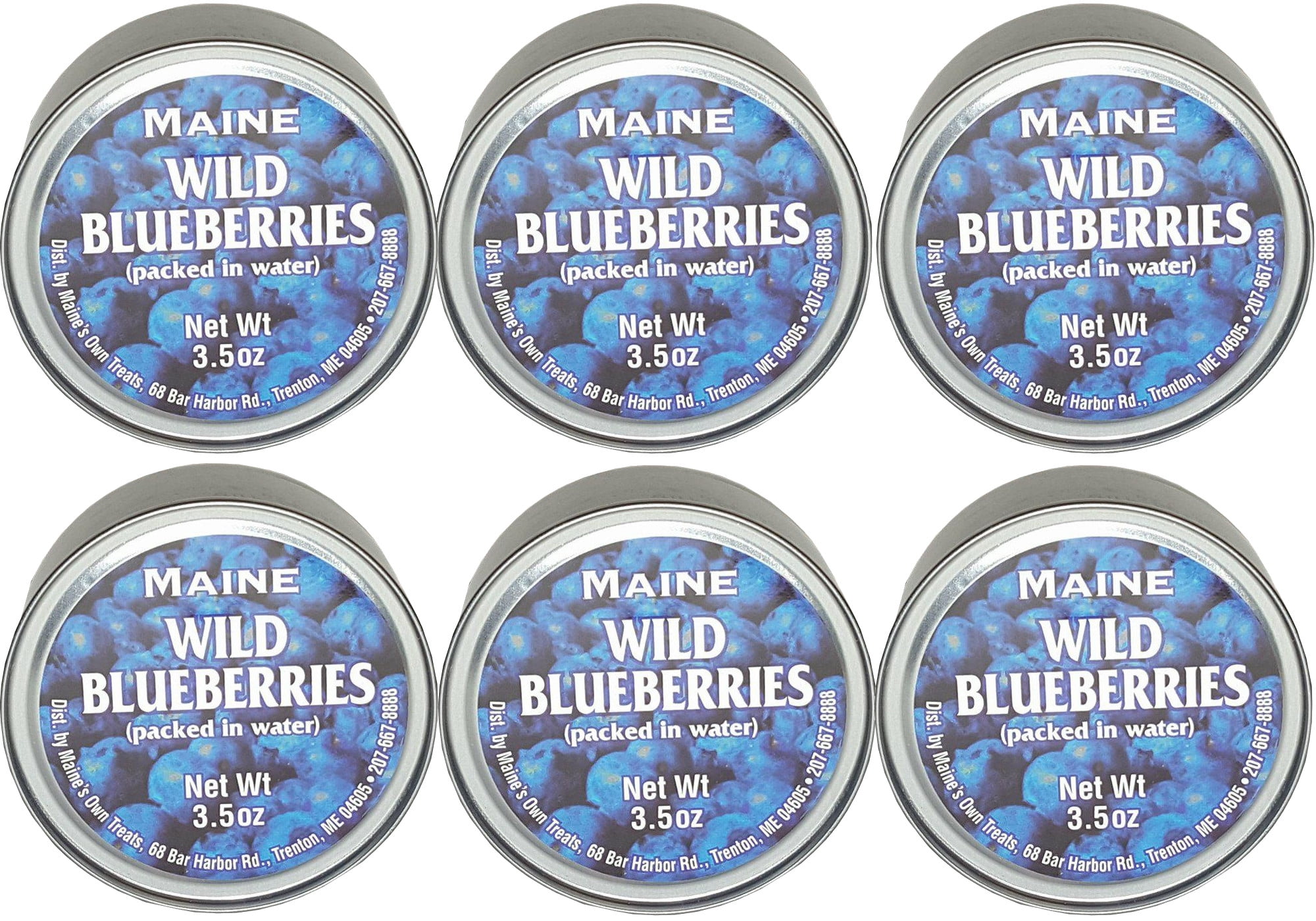 Wild Maine Blueberries Packed in Water. 3.5-ounces, 6 pack