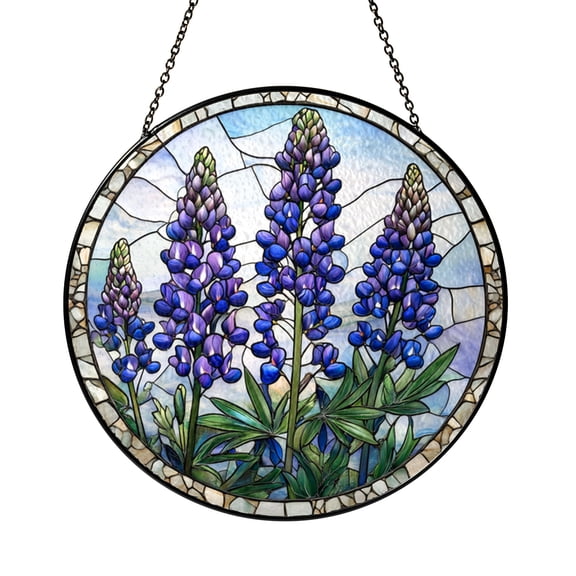 Wild Meadow Bluebonnet Faux Stained Glass Window Decor