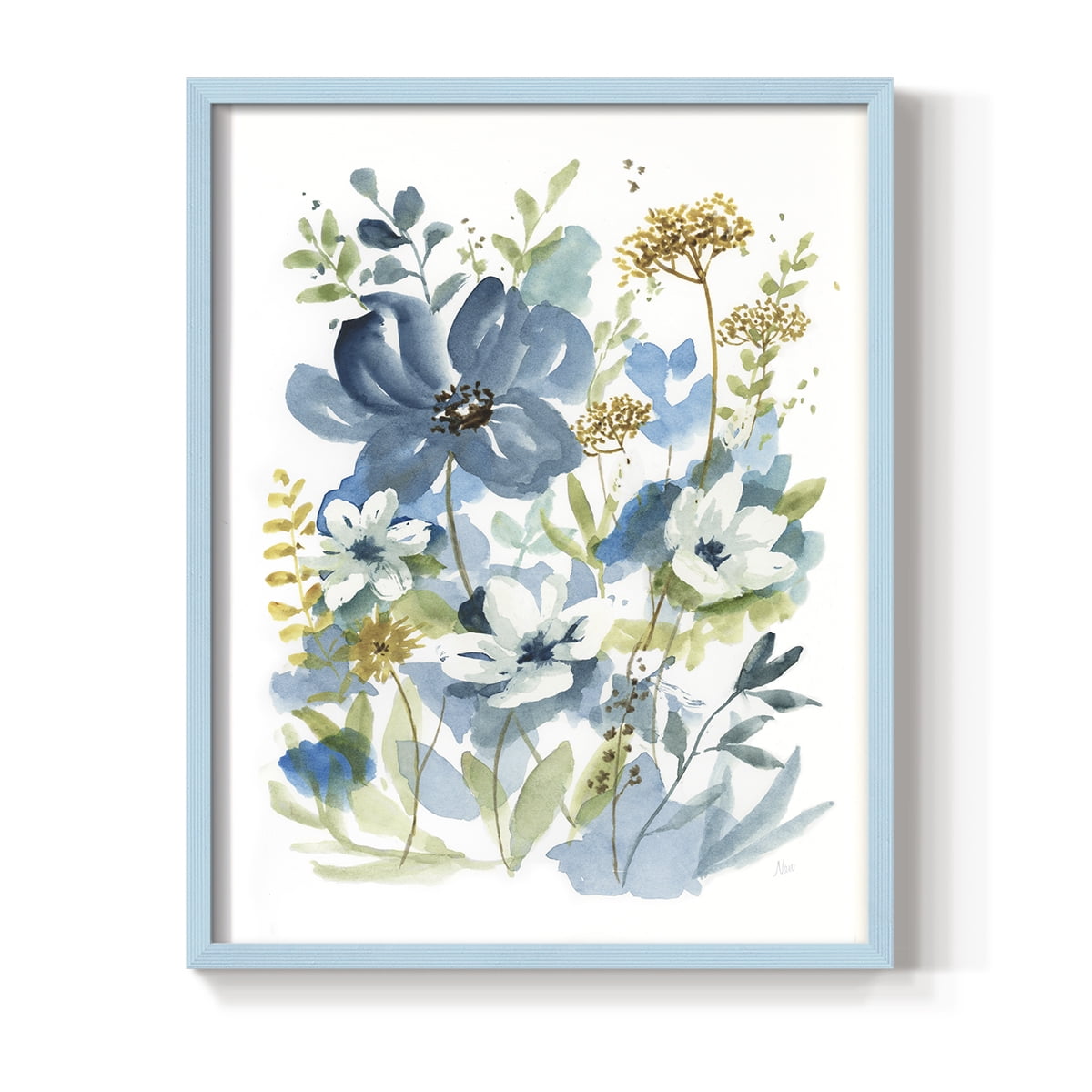 Wild Medley I Framed Print in Blue Solid Wood 8 x 10 Framed Print