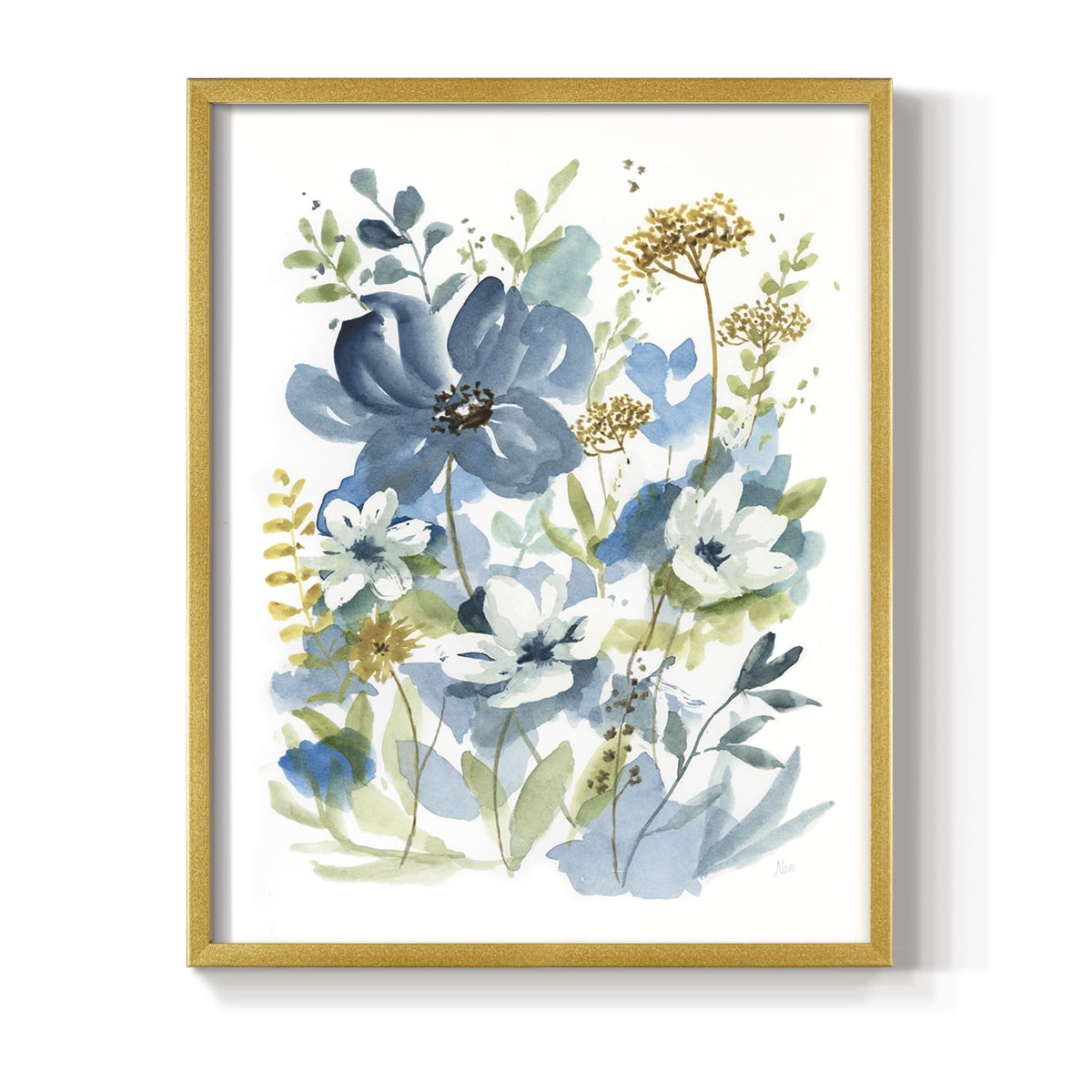 Wild Medley I Framed Print in Gold Solid Wood 16 x 20 Framed Print