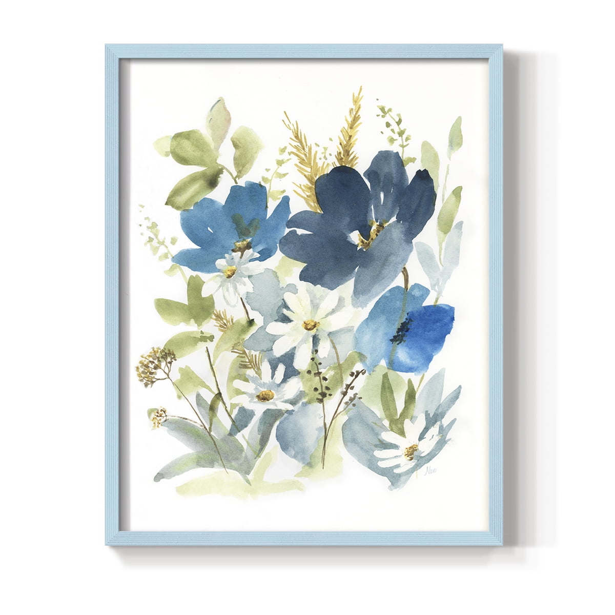 Wild Medley II Framed Print in Blue Solid Wood 8 x 10 Framed Print