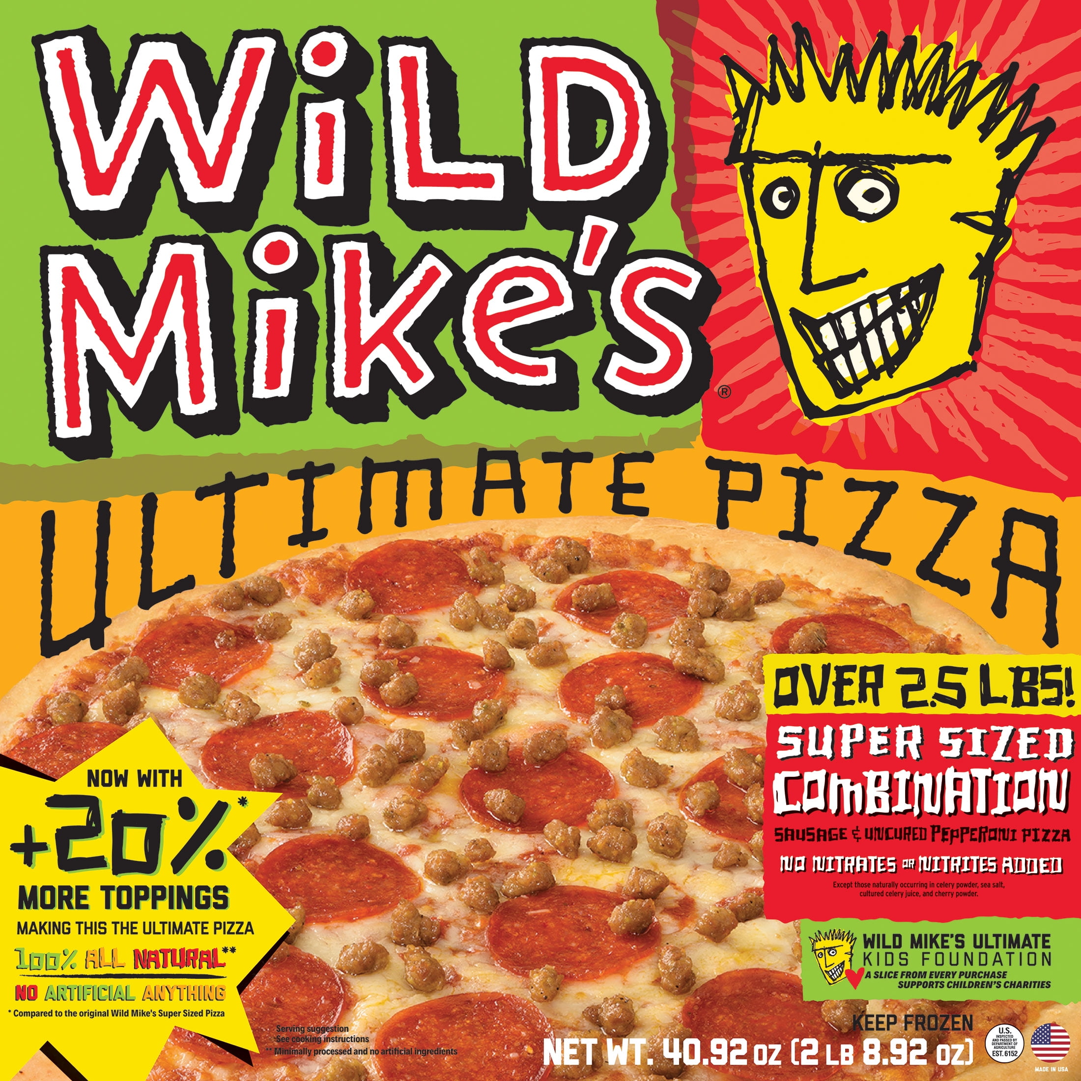 Wild Mike's Ultimate Pizza Super Sized Combination. All Natural No