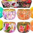 thumbnail image 1 of Aromatherapy Candle Gift Set – 4 x 6 oz Soy Tin Candles in Fresh Citrus, Wild Mint, Sweet Basil & Warm Amber, Clean-Burning for Relaxation & Home, 1 of 6