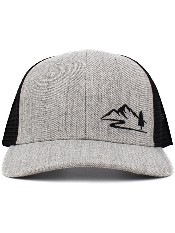 Wild Mountain Tree River Stream Mesh Back Trucker Baseball Cap Hat Outdoors Camping