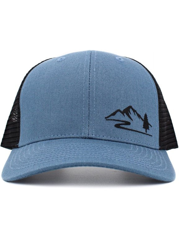 Wild Mountain Tree River Stream Mesh Back Trucker Baseball Cap Hat Outdoors Camping