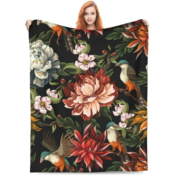 Wild Mushroom Blanket Plant Autumn Leaves Throw Blankets Gifts for Kids Adults Farmhouse Style Snail Print Lightweight Soft Fleece Cozy for Sofa Couch Bed Chair Room Birthday Decor 50x60in