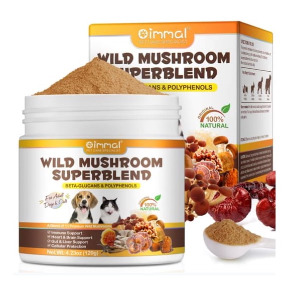 Wild Mushroom Superblend for Dogs & Cats Immune, Heart & Brain Support, 120g Natural Supplement