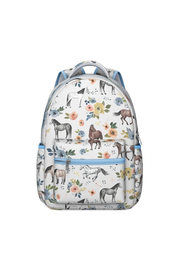 Wild Mustang Design Backpack - Waterproof School Bag with Horse Art & Spacious Compartments - Perfect for Equestrian Fans & College Students