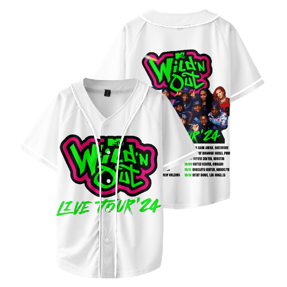 Wild 'N Out Live Tour 24 Baseball Jersey White V-neck Tee Shirt