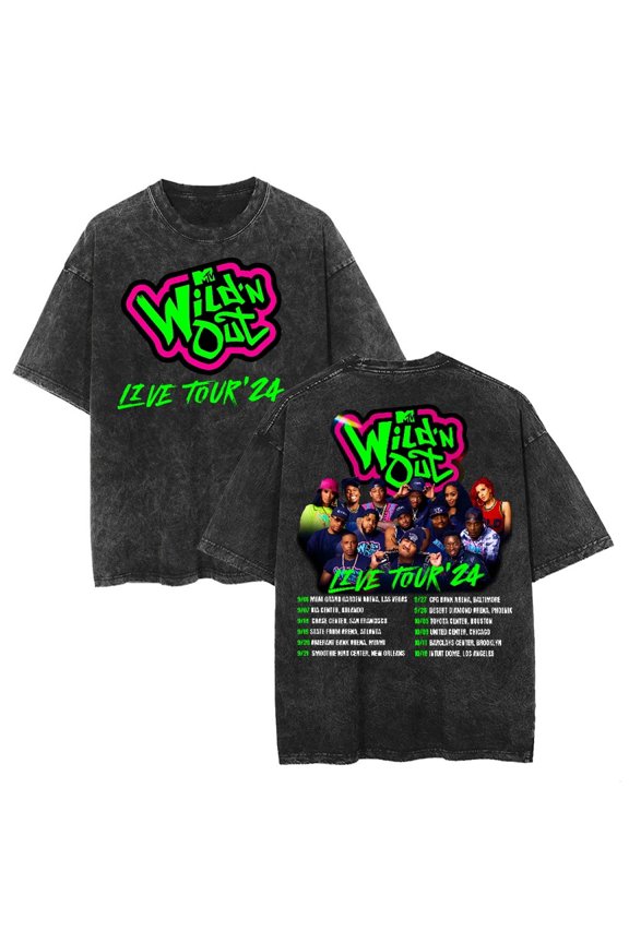 Wild 'N Out Live Tour 24 Washed Cotton T-shirt 2026 New Harajuku Short Sleeve Tee