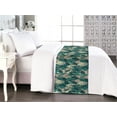 thumbnail image 1 of Wild Nature Bed Runner, Cartoon Style Botanical Forest Leaves Pattern Print Ornament, Decorative Accent Bedding Scarf for Hotels Homes & Guest Rooms, Queen, Hunter Green and Warm Taupe, by Ambesonne, 1 of 3