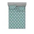 thumbnail image 1 of Wild Nature Fitted Sheet & Pillow Sham Set, Simple Design Modern Wolf Illustration With Geometric Shapes Art, Decorative Printed 3 Piece Bedding Decor, Calking, Cadet Blue Pale Salmon, by Ambesonne, 1 of 2
