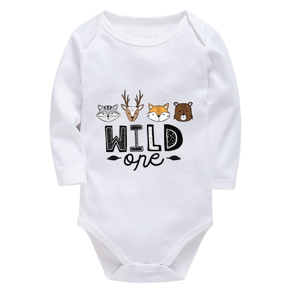 Wild One 1st Birthday Cotton Romper Baby Girl Long Sleeve Girl Clothes Newborn White 18 Month White Onesie