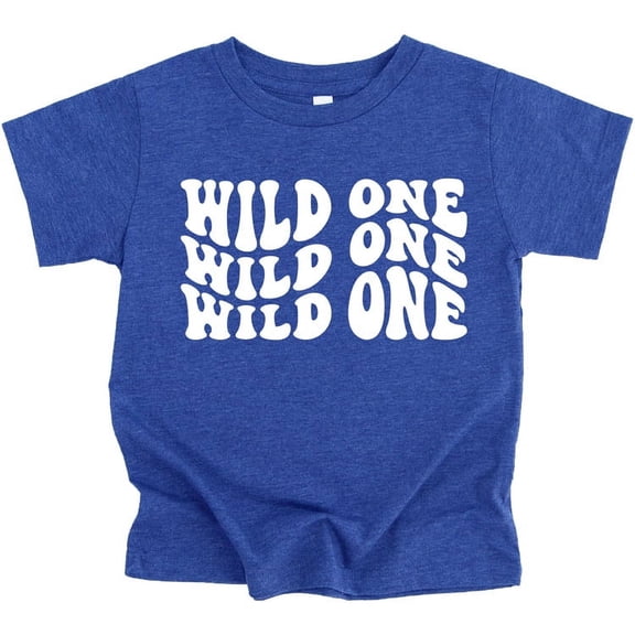 Wild One 1st Birthday Shirt for Baby Girl or Boy One Year Old Wavy Retro Birthday Vintage Royal Shirt 12 Months