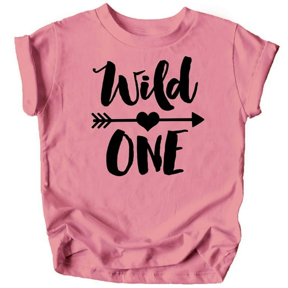 Wild One 1st Birthday Shirt for Baby Girls First Birthday Outfit Black on Mauve Shirt 12 Months