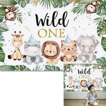 Wild One Backdrop Wild Animal Tropical Jungle Backdrop Safari Animal Backgrounds for Newborn Baby Shower 1st Birthday Party Decorations Banner Supplies Photo Studio Booth Props