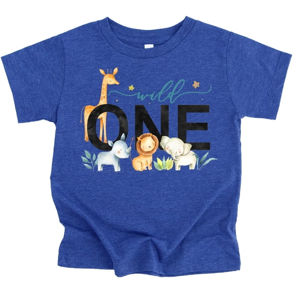 Wild One Boys 1st Birthday Safari Animal Themed T-Shirts for Baby Boys Vintage Royal Shirt 12 Months