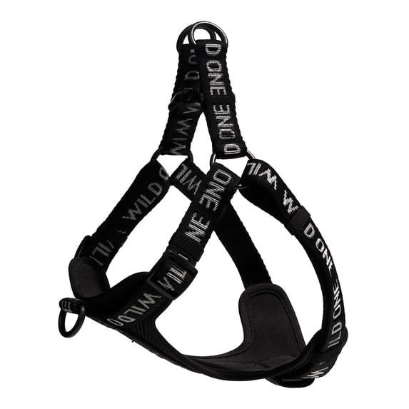 Wild One Adjustable Cushioned Step-In Dog Harness, Black Reflective, Small