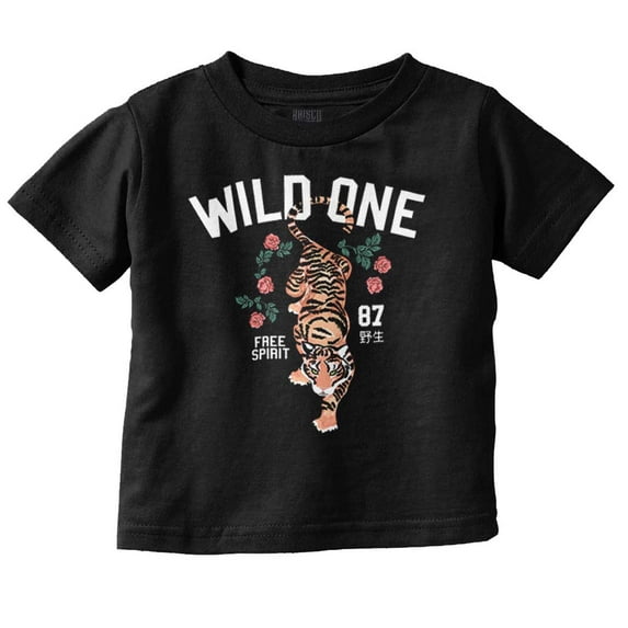 Wild One Free Spirit Floral Tiger Toddler Boy Girl T Shirt Infant Toddler Brisco Brands 6M