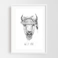 thumbnail image 1 of Wild One - Illustration Wildlife Animal Sketch Black and White Boho Quote White Framed Wall Art Print 5 x 7 inches, 1 of 1