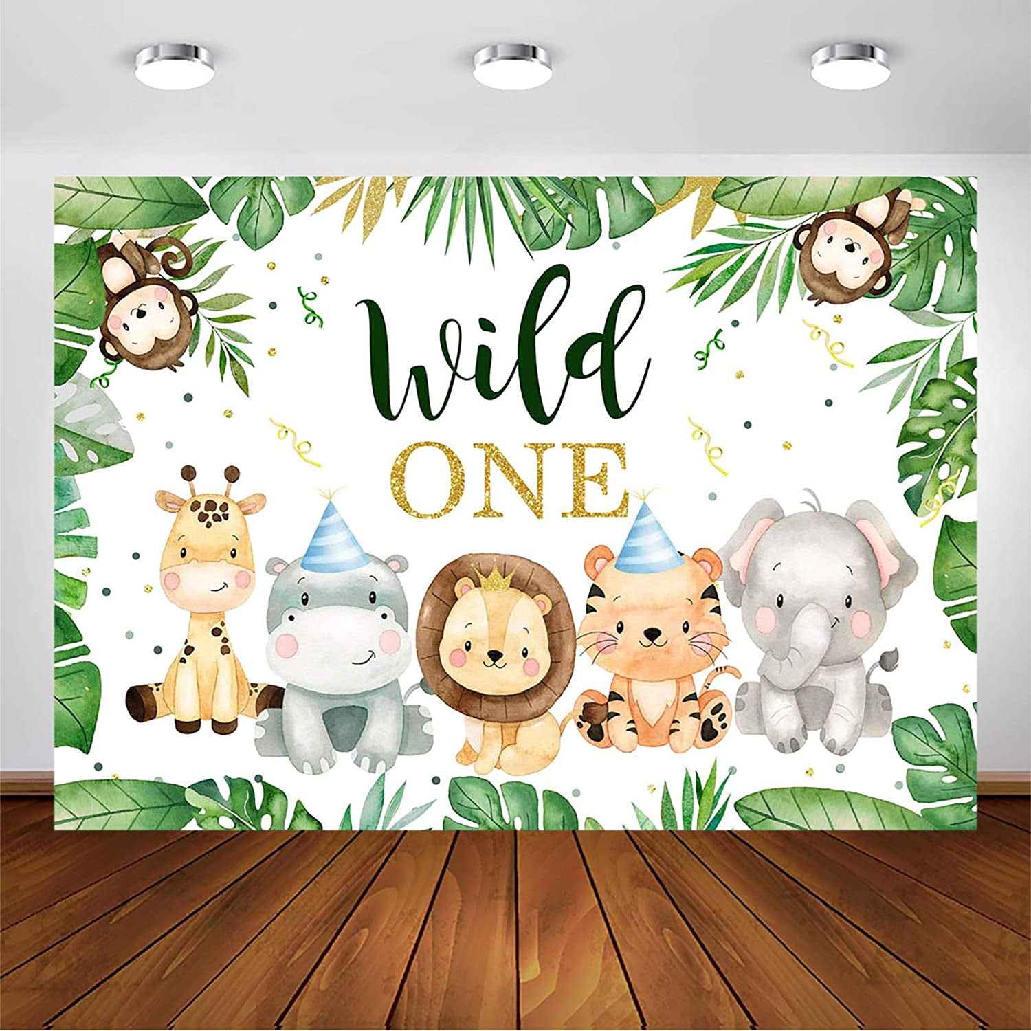 Wild One Safari 1st Birthday Backdrop – 7x5ft Jungle Animals Photography Background For Boys - View #10