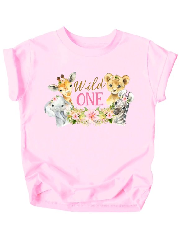 Wild One Safari Animal Theme 1st Birthday Girl Matching Family Party Tee -Sold Individually Pink Shirt 2T