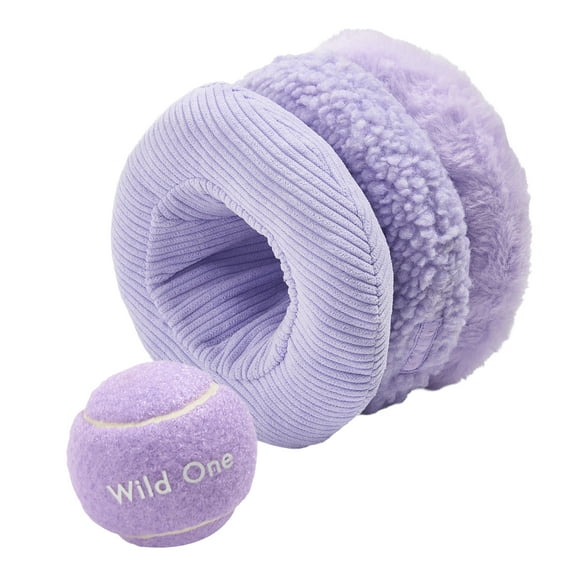 Wild One Durable Plush Tennis Tuft Dog Toy, Mental Enrichment with Squeaker and Hidden Ball, For Moderate Chewers, Lilac Purple